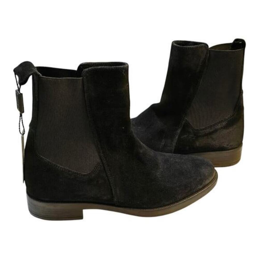 Emmanuel Crasto Black Suede Leather Ankle‎ Boots Classic Chelsea Style Pull On